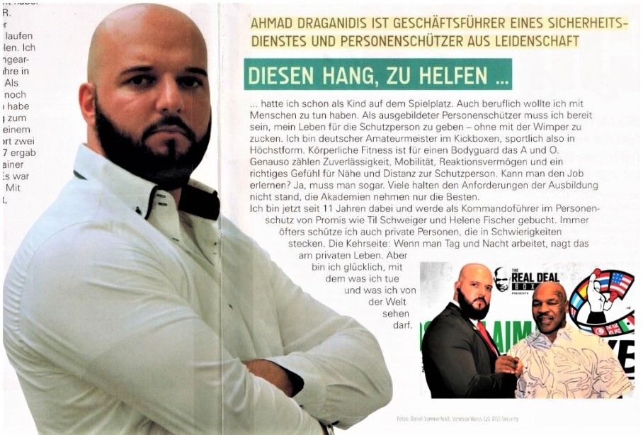 Pressebericht Bodyguard Ahmad Dimi job Personenschützer